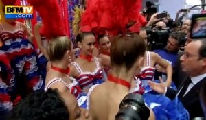 Hollande rencontre les danseuses du Moulin rouge à New York