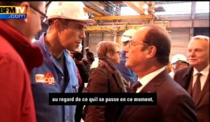 François Hollande pris à partie par un militant CGT sur les chantiers de Saint-Nazaire
