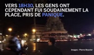 Chants et slogans interrompus par un mouvement de panique Place de la République