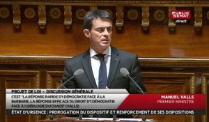 Prolongation de l'état d'urgence : discours de Manuel Valls devant le Sénat