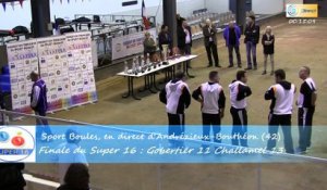 Récompenses, finale du Super 16 Masculin, Challamel contre Gobertier, Sport Boules, Andrézieux-Bouthéon 2015