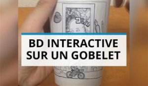 Cet artiste réalise une BD interactive sur un gobelet !