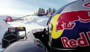 Max Verstappen conduit une F1 sur une piste de ski