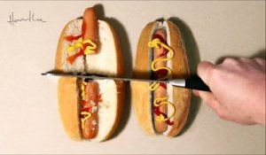 Un de ces 2 hot dog est un simple dessin ? Lequel ?