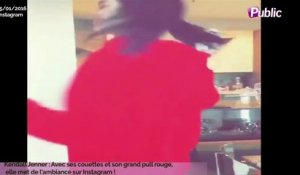 Exclu Vidéo : Kendall Jenner : Avec ses couettes et son grand pull rouge, elle met de l’ambiance sur Instagram !