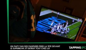 Un papy fan des Panthers pète les plombs devant le SuperBowl et détruit tout chez lui (vidéo)