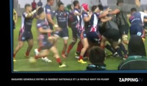 Rugby : Enorme bagarre générale entre la Marine Nationale et la Royal Navy britannique (Vidéo)