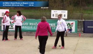 Mène 1, Finale Millet contre Kerfant, cinquième étape du Super 16 féminin, Sport Boules, Bourg-Saint-Andéol 2016