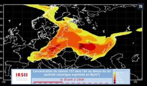 La progression du nuage de Tchernobyl en une minute