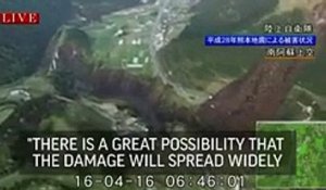 Immense glissement de terrain au japon sur l'île de Kyushu après le violent séisme