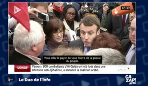 Emmanuel Macron hué par des syndicalistes
