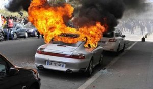 Porsche incendiée à Nantes - Manifestation Loi Travail du 28 avril 2016