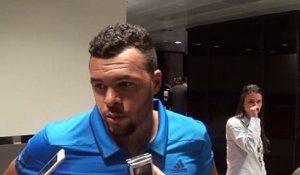ATP - Mutua Madrid Open 2016 - Jo-Wilfired Tsonga sa réaction après son élimination par le Canadien Milos Raonic