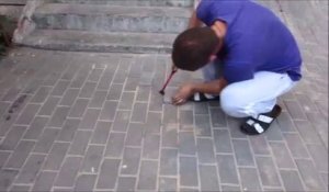 Cet homme sauve une chienne enterrée sous un trottoir