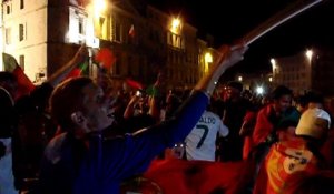 Finale de l'Euro 2016 à La Rochelle : les supporteurs portugais fêtent la victoire, certains sautent dans le port