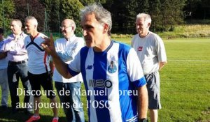 Foot : discours de Manuel Abreu aux joueurs de l'OSQ