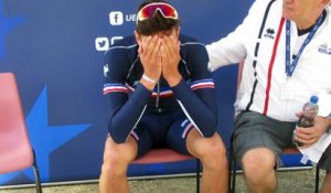 Alexys Brunel, en pleurs, est Champion d'Europe Juniors CLM