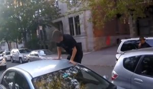 Agression entre deux automobilistes, l'un avec un marteau et l'autre à coup de pieds sur le toit de la voiture !