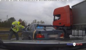 Ce chauffeur de camion intervient pour stopper un chauffard en fuite