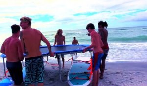 Nouveau sport de dingue : trampoline-surf