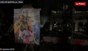 Irak : dans les ruines d'une église brûlée par Daech