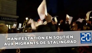 Manifestation en soutien aux migrants du camp de Stalingrad/Jaurès à Paris