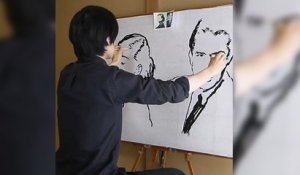 Il dessine deux portraits en même temps