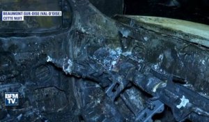 Beaumont-sur-Oise: les images des véhicules incendiés après de nouveaux échauffourées