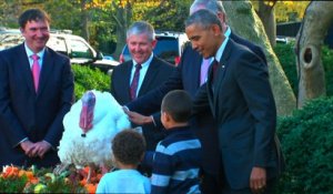 Barack Obama gracie une dinde pour Thanksgiving
