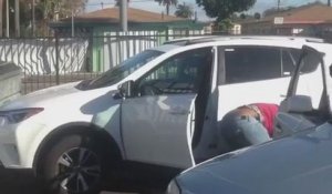 Bagarre et auto-tamponneuse sur un parking