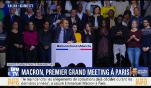 Emmanuel Macron crie à la fin de son meeting à Paris