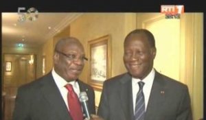 En marge du sommet de l`Elysée sur la paix,le Président Ouattara a reçu son homologue malien IBK