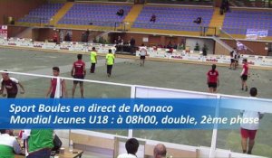 Seconde phase de poule, double U18, Sport Boules, Mondial Jeunes, Monaco 2016