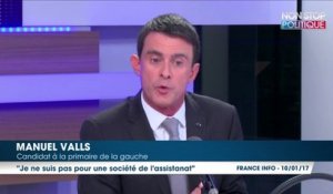 Manuel Valls tacle Benoît Hamon : il se dit contre "une société de l’assistanat ou du farniente"