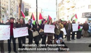 Des Palestiniens manifestent contre Donald Trump à Ramallah