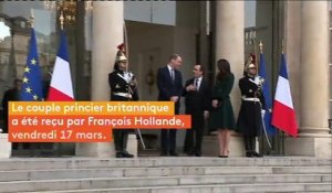 Le prince William et son épouse Kate ont été accueillis à l'Elysée par François Hollande