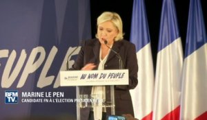 En meeting, Marine Le Pen tacle François Fillon et sa "mine de première communion"