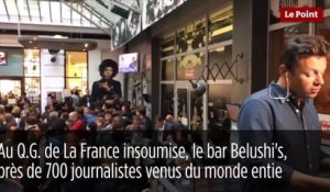 Arrivée de Jean Luc Mélenchon à son Q.G., le bar Belushi's