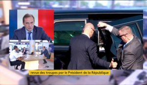 14-Juillet: Donald Trump arrive et salue Brigitte Macron et Edouard Philippe