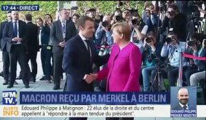 Emmanuel Macron reçu par Angela Merkel à Berlin