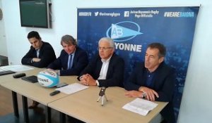 L'Aviron Bayonnais veut "revenir vite dans l'élite du rugby français"