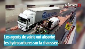 Saint-Ouen : un camion déverse des centaines de litres d'hydrocarbures sur la chaussée