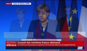 Conseil des ministres franco-allemand: Conférence de presse conjointe d'Emmanuel Macron et Angela Merkel