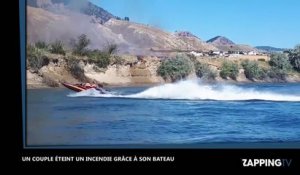 Grâce à leur bateau, ils éteignent un départ de feu ! (Vidéo)