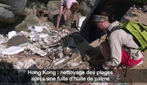 Hong Kong: nettoyage des plages après une fuite d'huile de palme