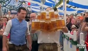 Il bat le record du monde du porté de bières