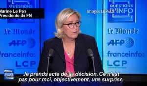 FN: Marine Le Pen "respecte" la décision de Philippot