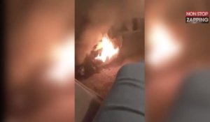 Après une dispute conjugale, une femme met le feu à son canapé (Vidéo)