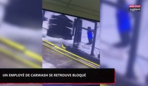 Un employé de carwash se retrouve bloqué dans la machine, les images hilarantes (vidéo)