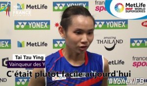 Yonex IFB 2017 : La réaction deTai Tzu Ying (TPE), vainqueur en simple dames